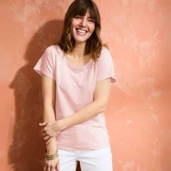 T-shirt "ALINA" col rond 100% lin