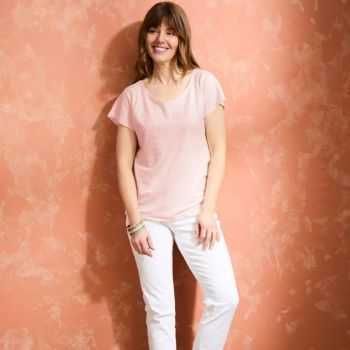 T-shirt "ALINA" col rond 100% lin