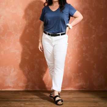 T-shirt "ALINA" col V 100% lin