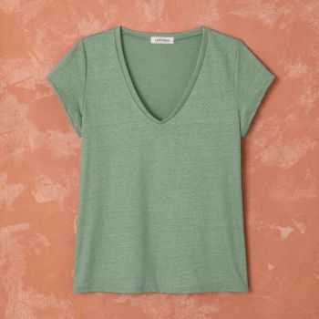 T-shirt "ALINA" col V 100% lin