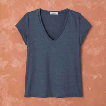 T-shirt "ALINA" col V 100% lin