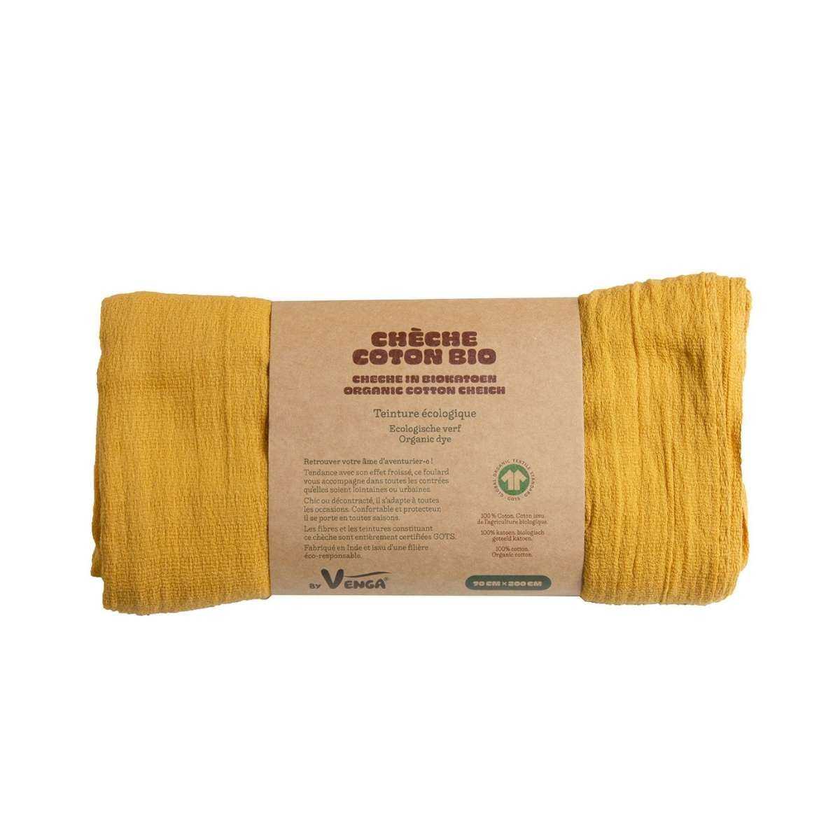 Chèche en coton bio effet froissé - couleur naturelle