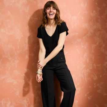 T-shirt "ALINA" 100% lin, col V 