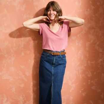 T-shirt "ALINA" 100% lin, col V 