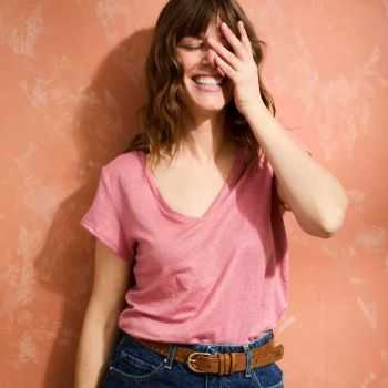 T-shirt "ALINA" 100% lin, col V 