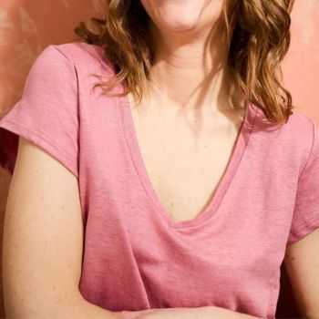 T-shirt "ALINA" 100% lin, col V 