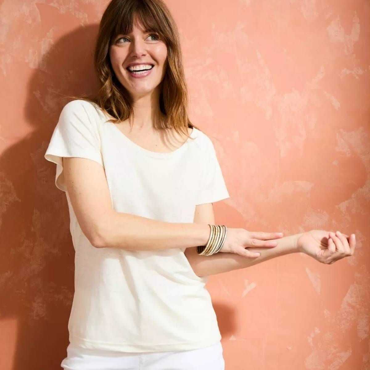 T-shirt "ALINA" 100% lin, col rond 