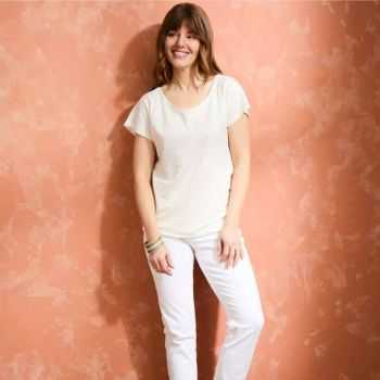 T-shirt "ALINA" 100% lin, col rond 