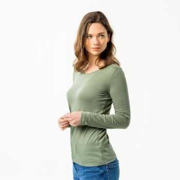 T-shirt manches longues "SUSANNA" 100 % coton bio, vert, GOTS et VEGAN