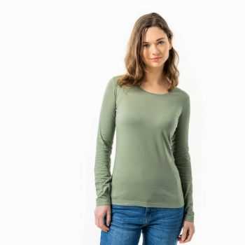 T-shirt manches longues "SUSANNA" 100 % coton bio, vert, GOTS et VEGAN