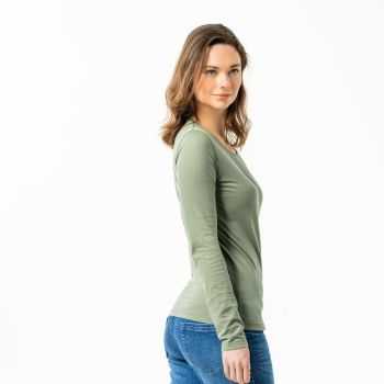 T-shirt manches longues "SUSANNA" 100 % coton bio, vert, GOTS et VEGAN