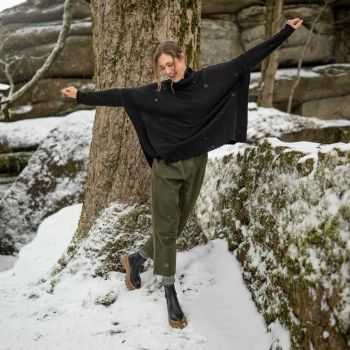 Poncho "PAISLEY", coton bio et laine