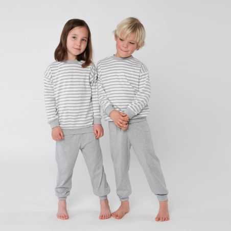 Pyjama enfant "ELEPHANT" rayé manches longues, 100% coton bio