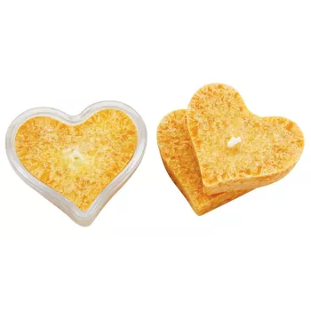 Coffret 4 bougies coeur jaune et rouge et