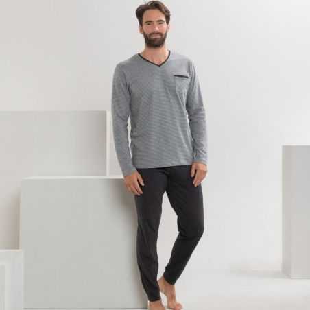 Pyjama ensemble manches longues homme en coton bio