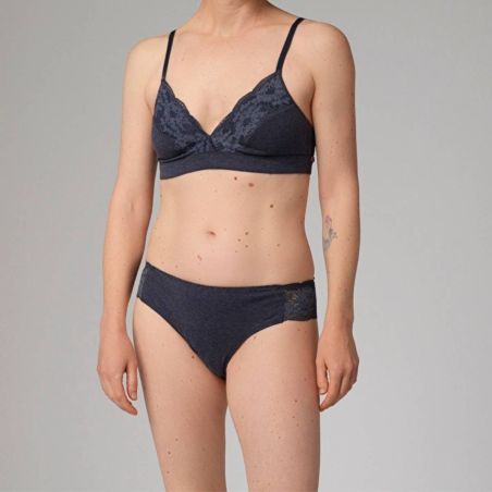 Culotte taille basse avec dentelle - Coton bio - GOTS, Fairtrade