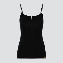 Maillot de corps bretelles fines en 92% de coton bio, noir, Fairtrade, GOTS