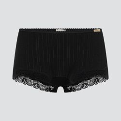 Shorty à rayures satinées et dentelle - 92% coton bio - GOTS, Fairtrade