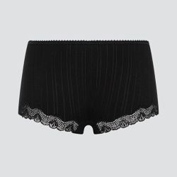 Shorty à rayures satinées et dentelle - 92% coton bio - GOTS, Fairtrade