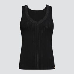 Débardeur à rayures satinées et dentelle - 92% coton bio - GOTS, Fairtrade