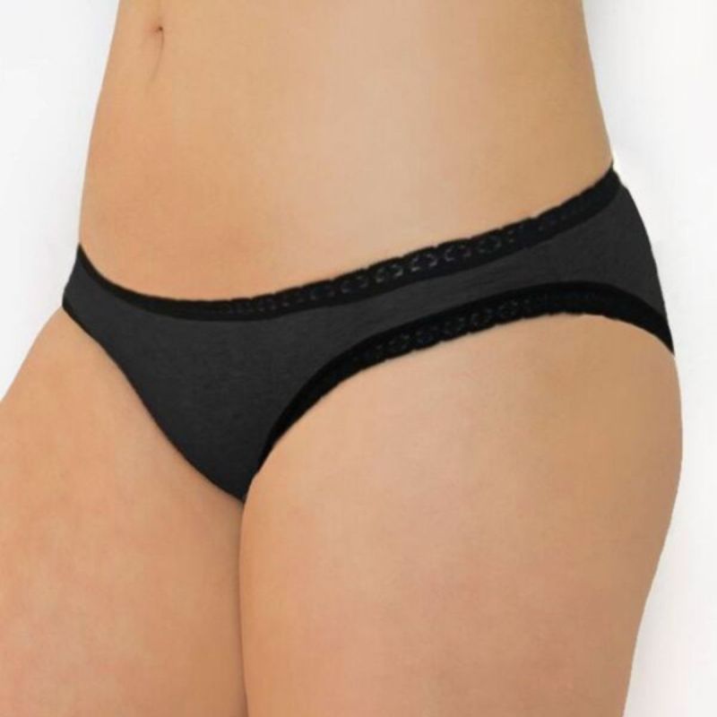 Culotte "CHLOE" coupe classique avec dentelle - 95% coton bio - GOTS