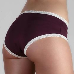 Ligne \"CHLOE\" culotte-shorty coton bio, Rouge/Naturel