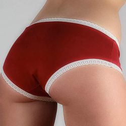 Ligne \"CHLOE\" culotte-shorty coton bio, Rouge/Naturel