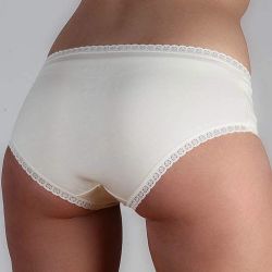 Ligne \"CHLOE\" culotte-shorty coton bio, Rouge/Naturel