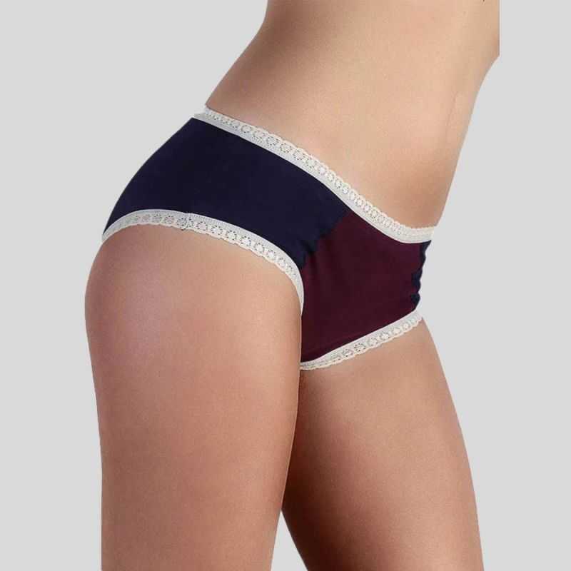 Ligne \"CHLOE\" culotte-shorty coton bio, Rouge/Naturel