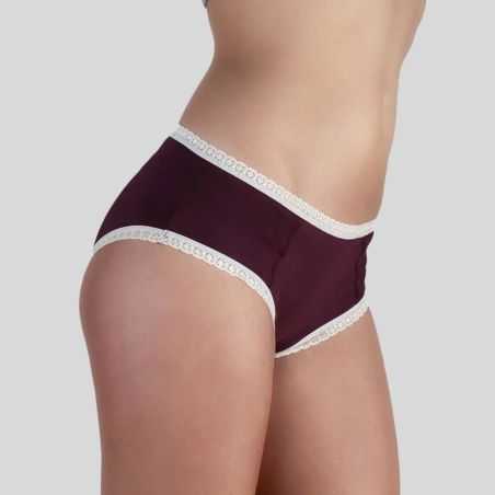 Ligne \"CHLOE\" culotte-shorty coton bio, Rouge/Naturel