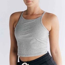 Top court brassière intégrée, dos nageur - Coton bio GOTS