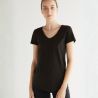 T-shirt 100% coton bio \"flammé\", col V,ALBERO NATUR, Noir
