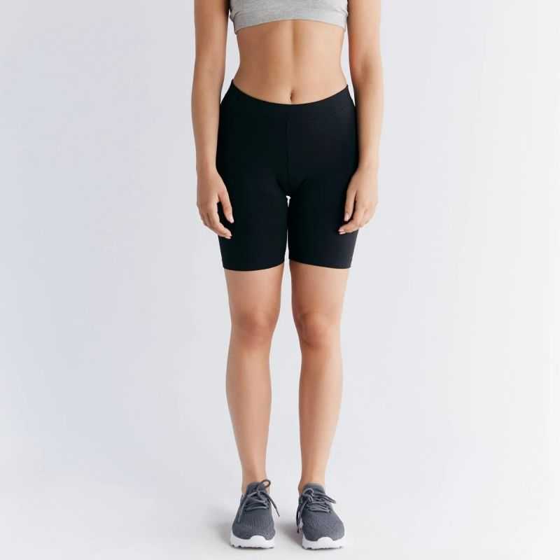Short cycliste coton bio et élasthane, noir GOTS
