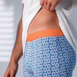 Boxer "AZUJELO" motif floral - 95% Coton bio - GOTS