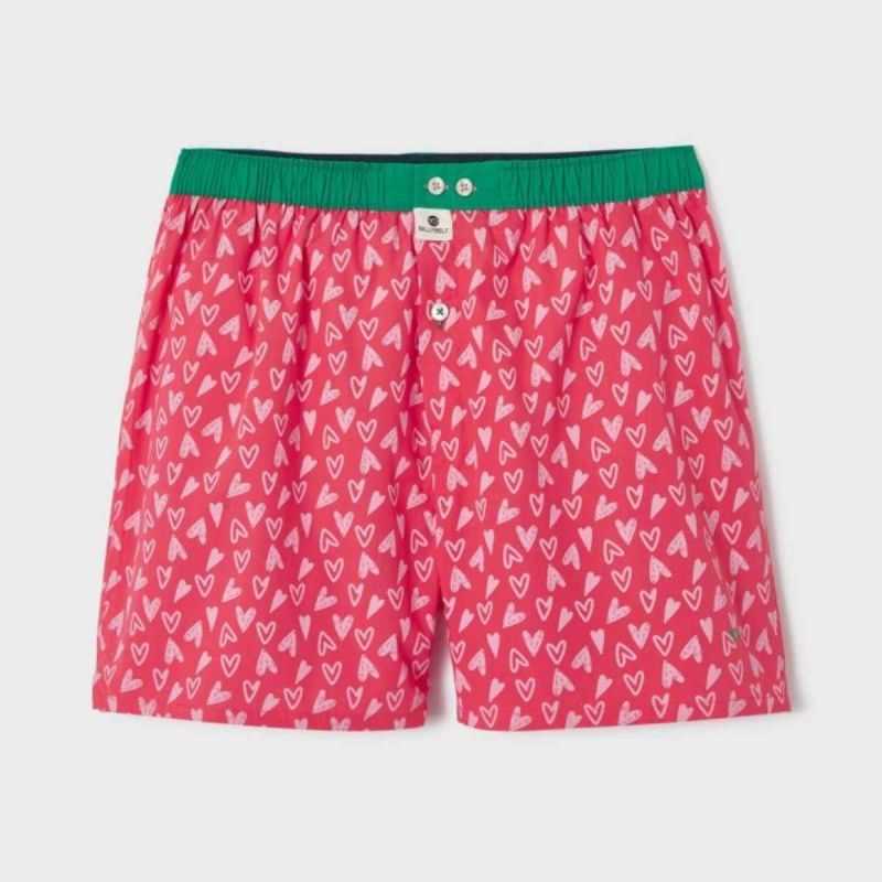 Caleçon "VALENTIN" motif coeur - 100% coton biologique GOTS
