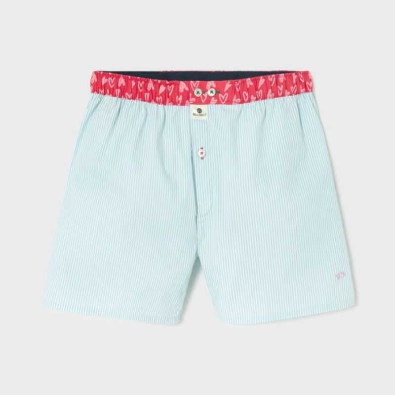 Caleçon "HENRI" rayures bleues - 100% Coton bio - GOTS