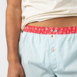 Caleçon "HENRI" rayures bleues - 100% Coton bio - GOTS