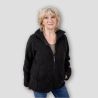 Veste polaire pour femme, 100% laine bio, noir, GOTS et KBT