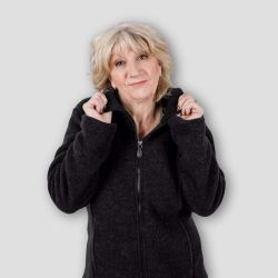 Veste polaire pour femme, 100% laine bio, noir, GOTS et KBT