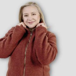 Veste polaire pour femme, 100% laine bio, noir, GOTS et KBT