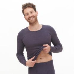 Haut à manches longues en coton bio, noir, JOHAN