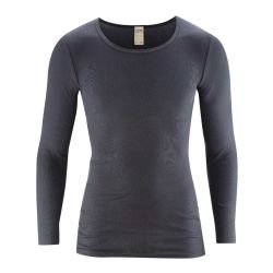 Haut à manches longues en coton bio, noir, JOHAN