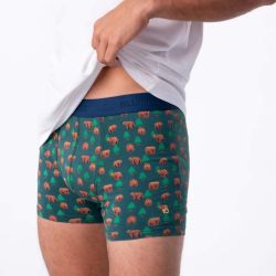 Boxer "KINAI" motif ours brun - 95% Coton bio - GOTS