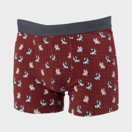 Boxer "MARCEL" motif ours brun - 95% Coton bio - GOTS