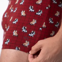 Boxer "MARCEL" motif ours brun - 95% Coton bio - GOTS