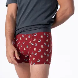 Boxer "MARCEL" motif ours brun - 95% Coton bio - GOTS