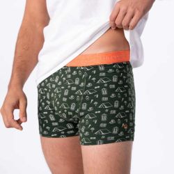 Boxer "ADVENTURER" motif camping - 95% Coton bio - GOTS