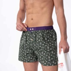 Caleçon "CAMPER" motif camping - 100% Coton biologique - GOTS