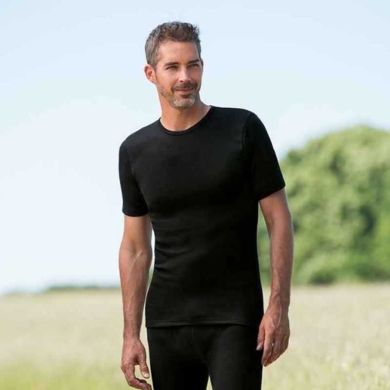 Maillot de corps manches courtes - 70% Laine vierge bio & 30% Soie - GOTS