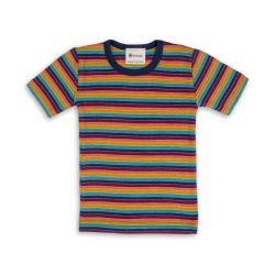 T-shirt enfant manches courtes rayé - 70% Laine bio & 30% Soie - GOTS